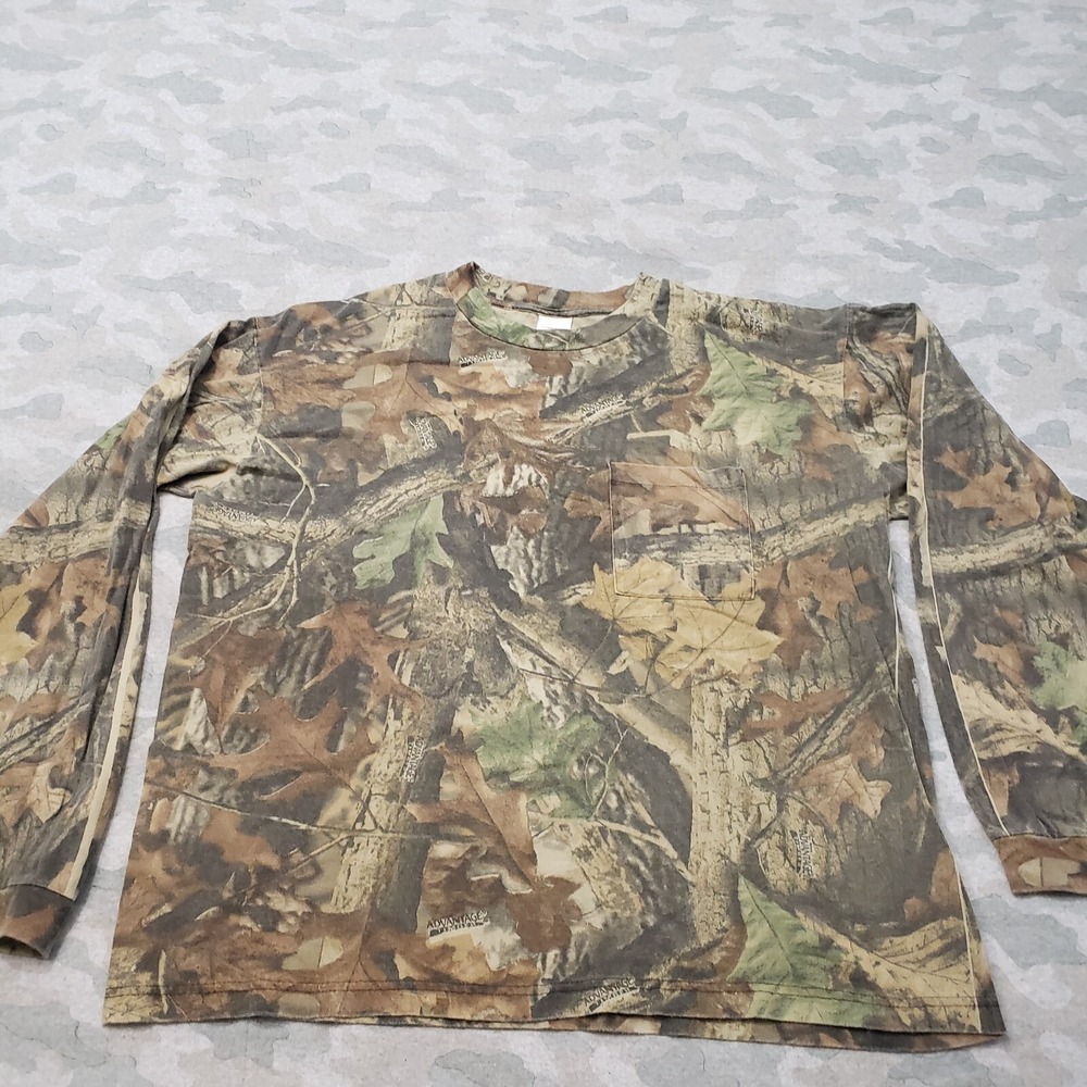Vintage‎ Advantage Sweatshirt Mens XL Green Pockets Pullover Long Sleeve Hunting